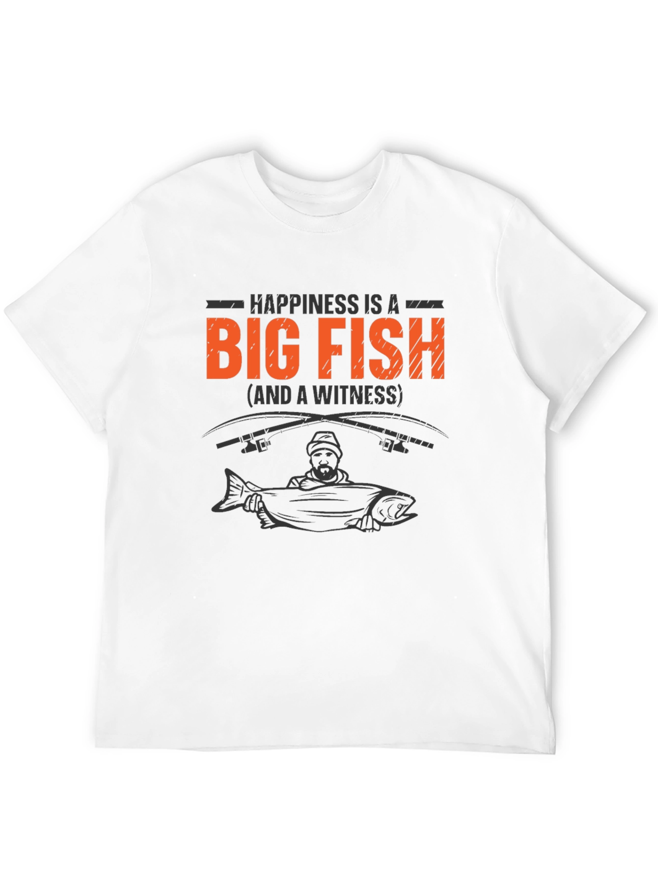 Happiness is a Big Fish Black T-Shirt