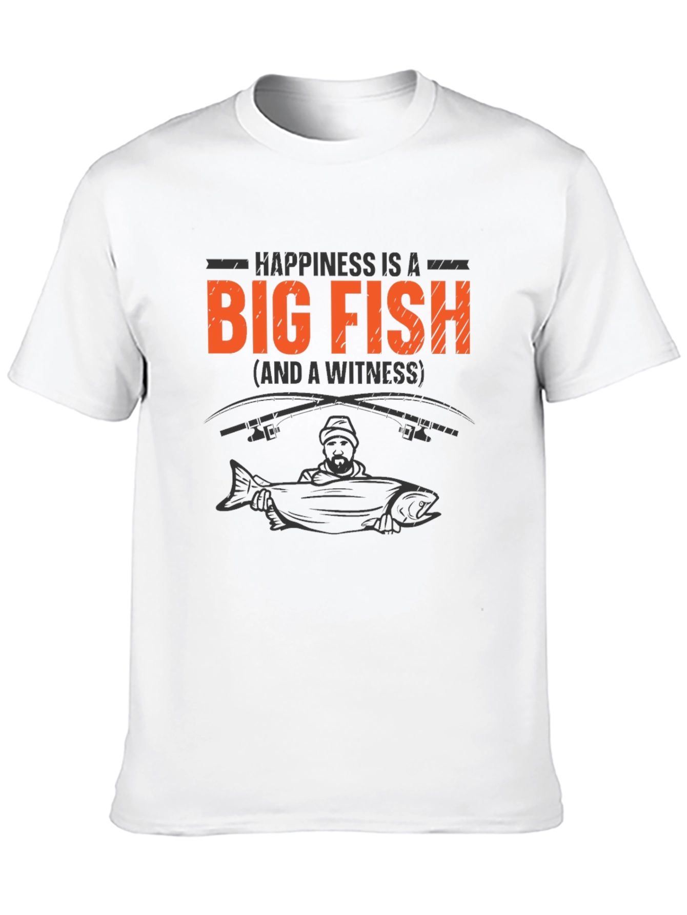 Happiness is a Big Fish Black T-Shirt