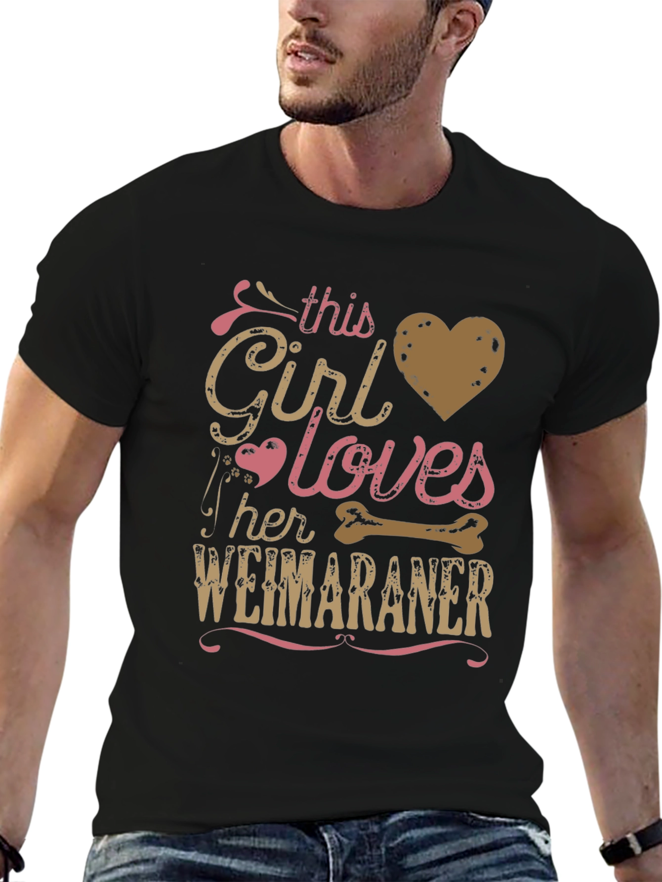 Girl Loves Her Weimaraner T-Shirt - Black
