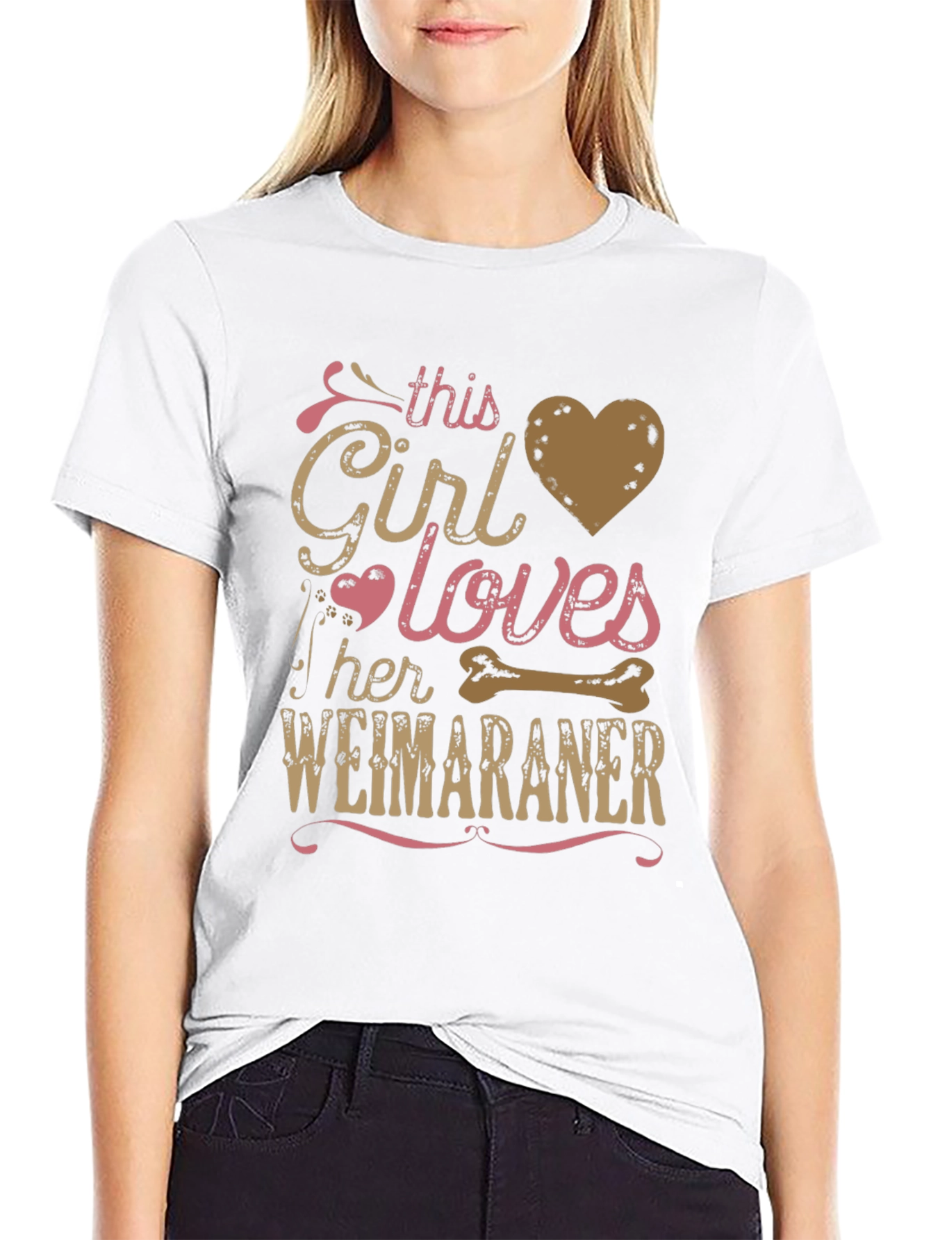 Girl Loves Her Weimaraner T-Shirt - Black