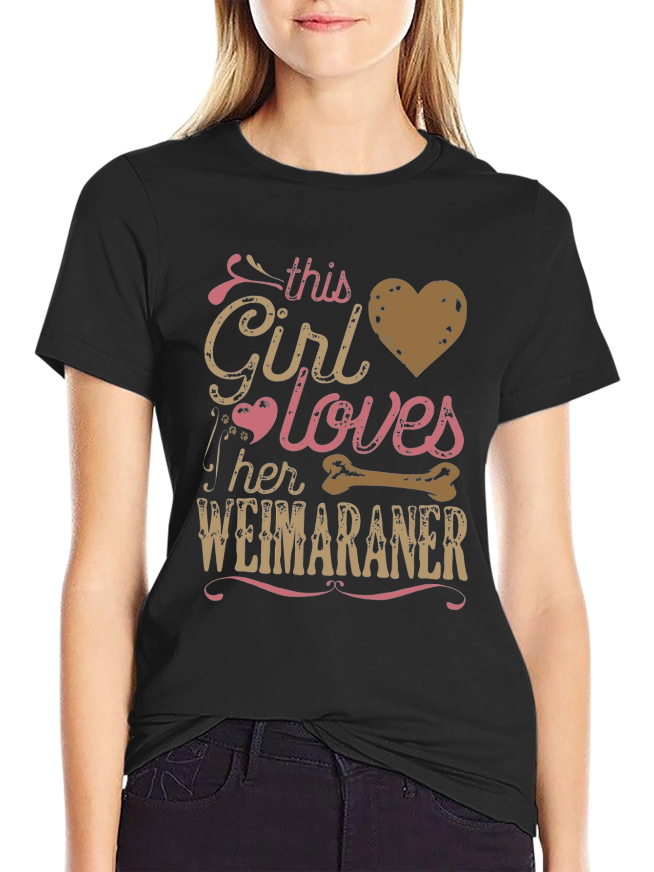 Girl Loves Her Weimaraner T-Shirt - Black