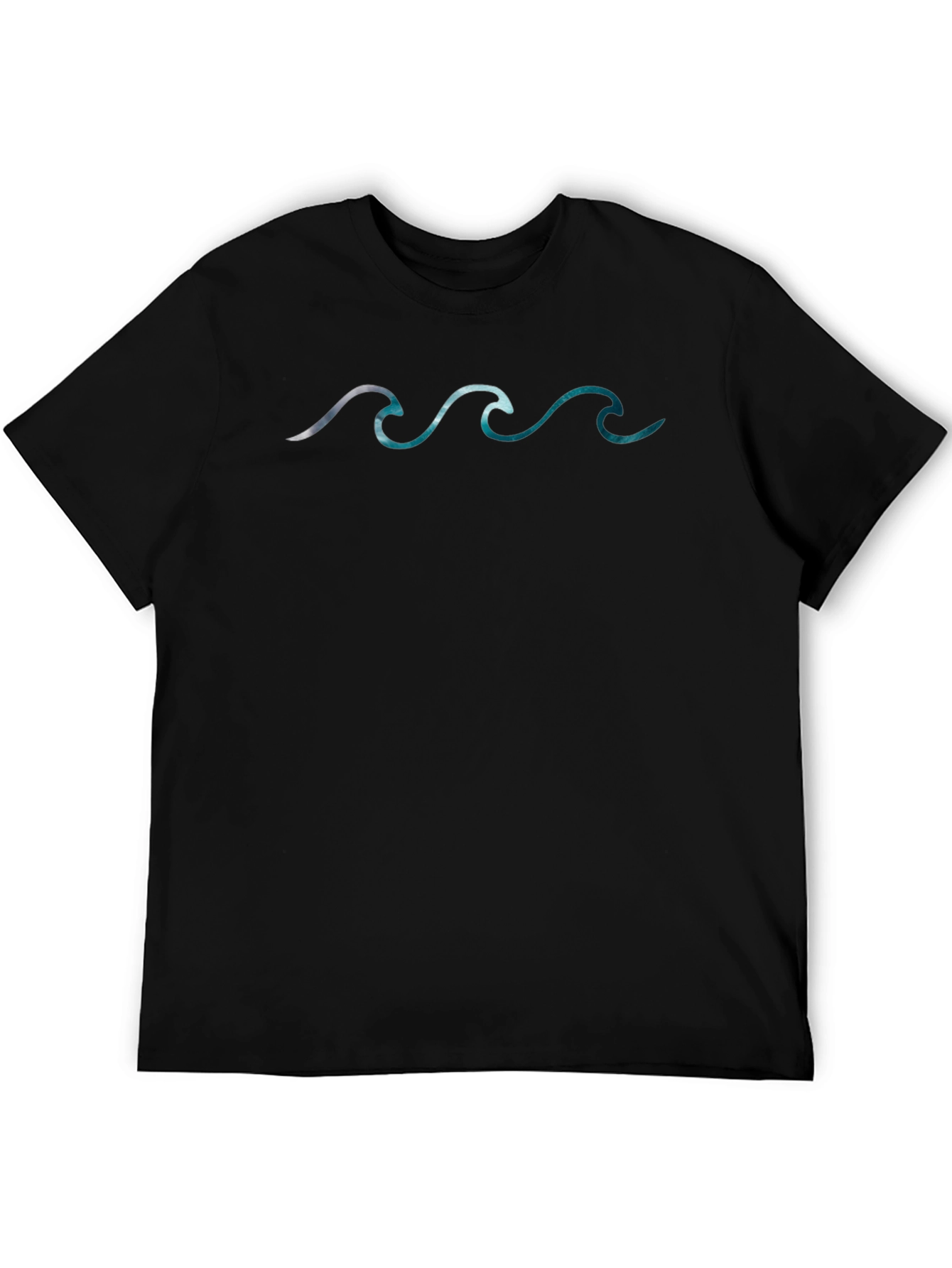 Ocean Waves Graphic Tee - Casual Black T-Shirt