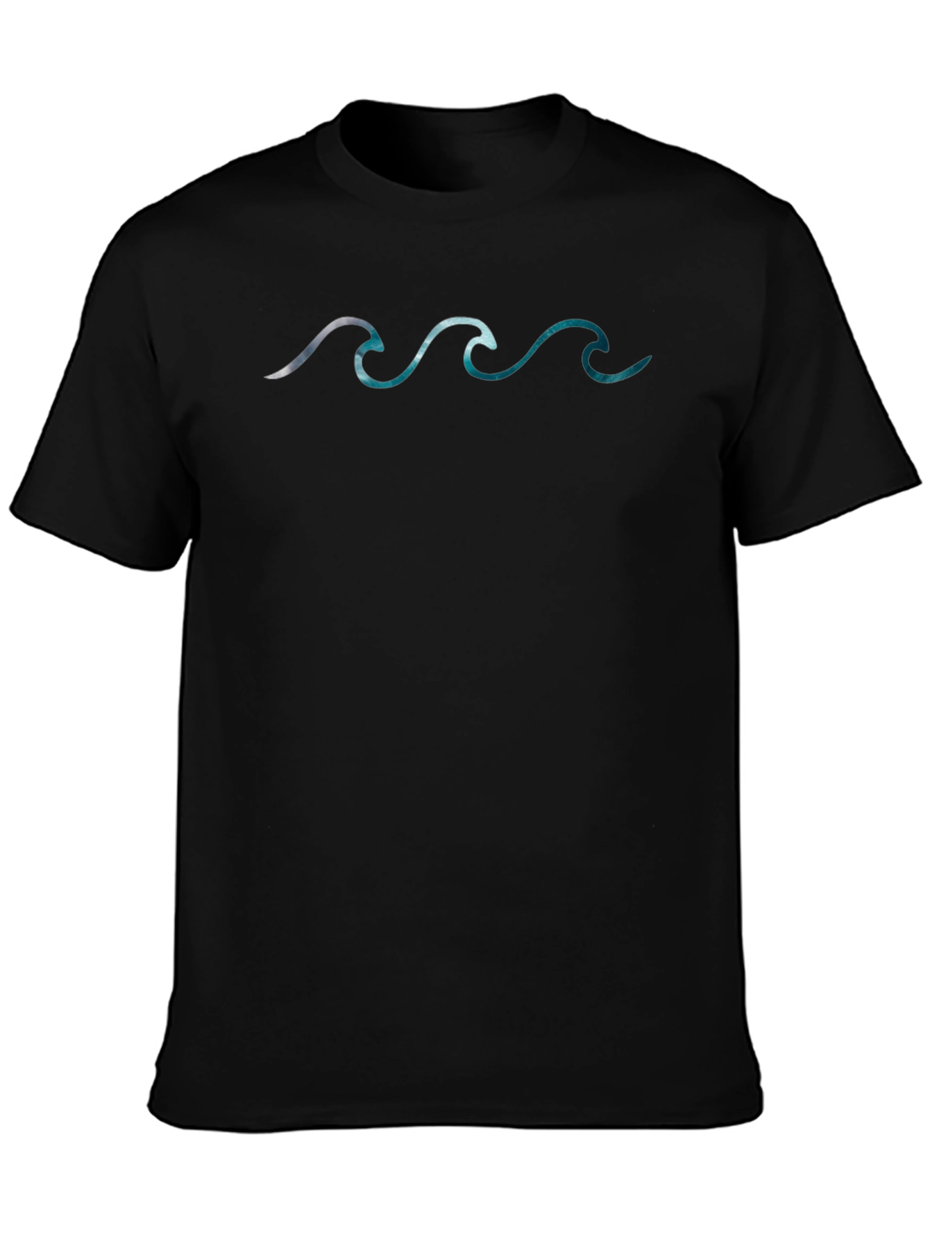 Ocean Waves Graphic Tee - Casual Black T-Shirt