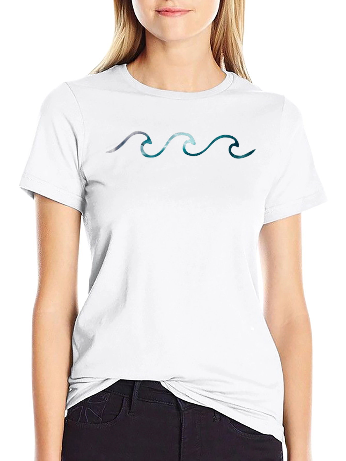 Ocean Waves Graphic Tee - Casual Black T-Shirt
