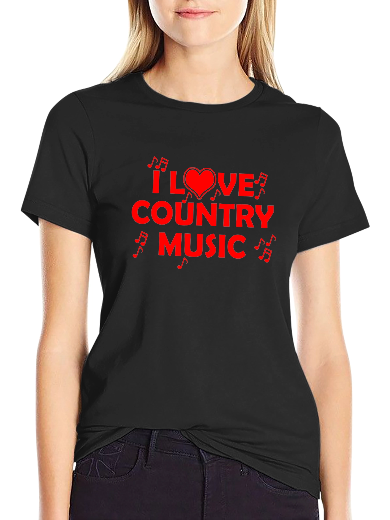 I Love Country Music Graphic Tee - Black