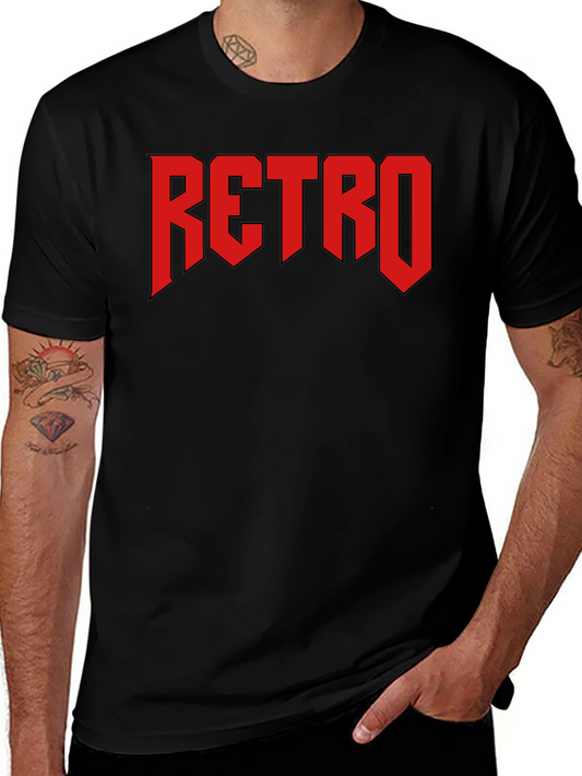 Retro Graphic Print Black T-Shirt