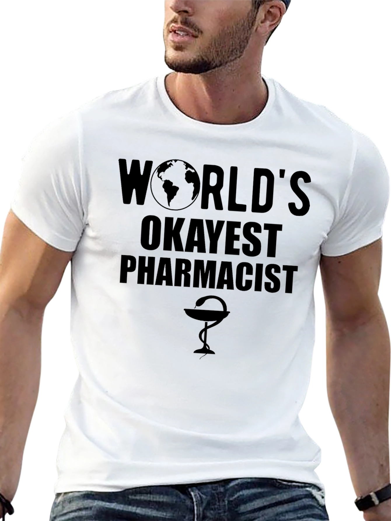 Worlds Okayest Pharmacist Black T-Shirt