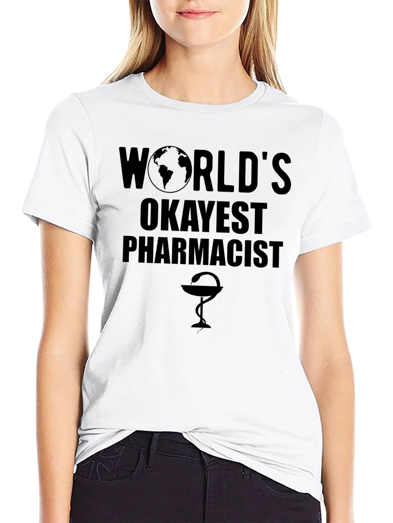 Worlds Okayest Pharmacist Black T-Shirt