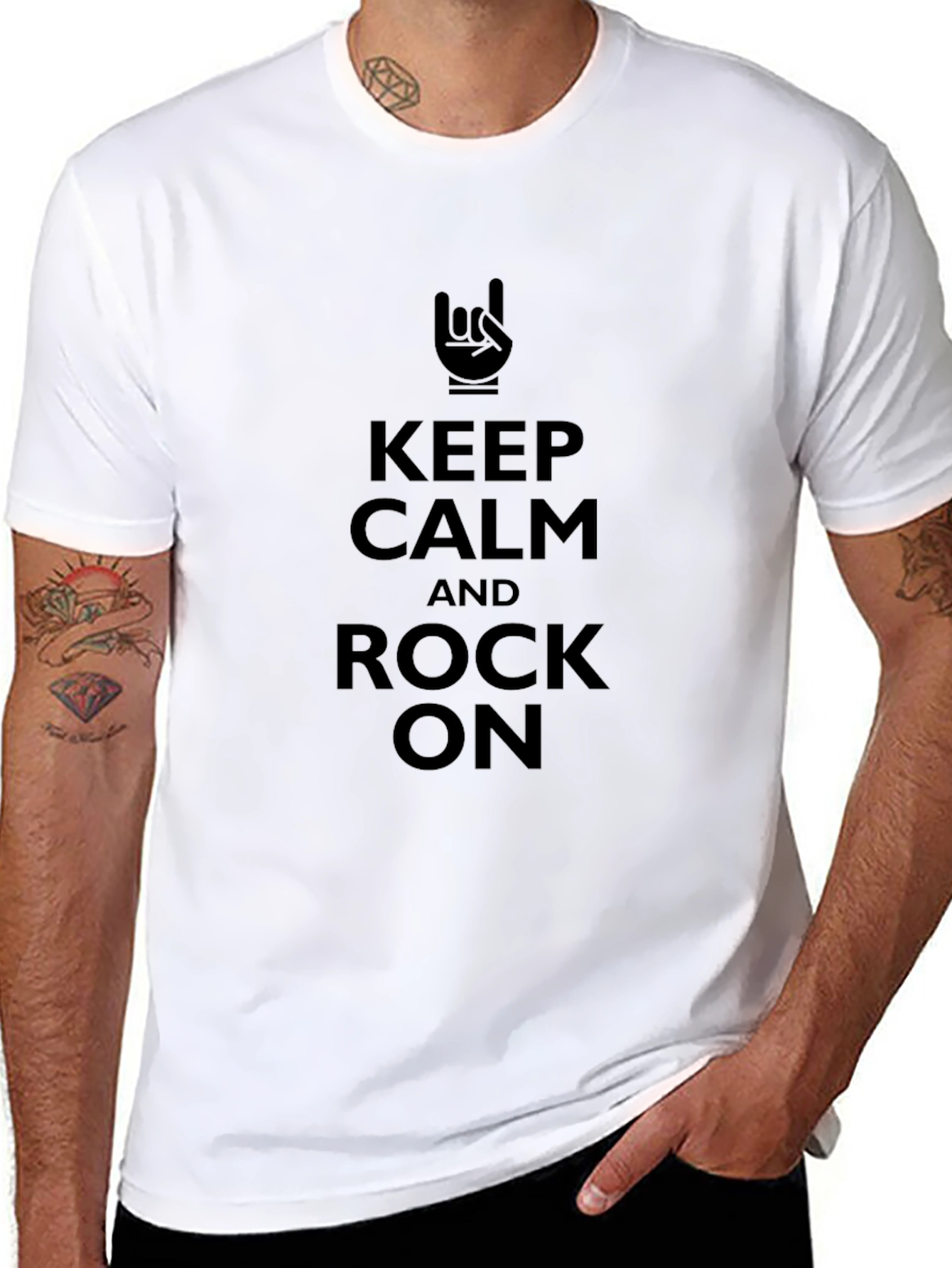 Keep Calm and Rock On Black T-Shirt