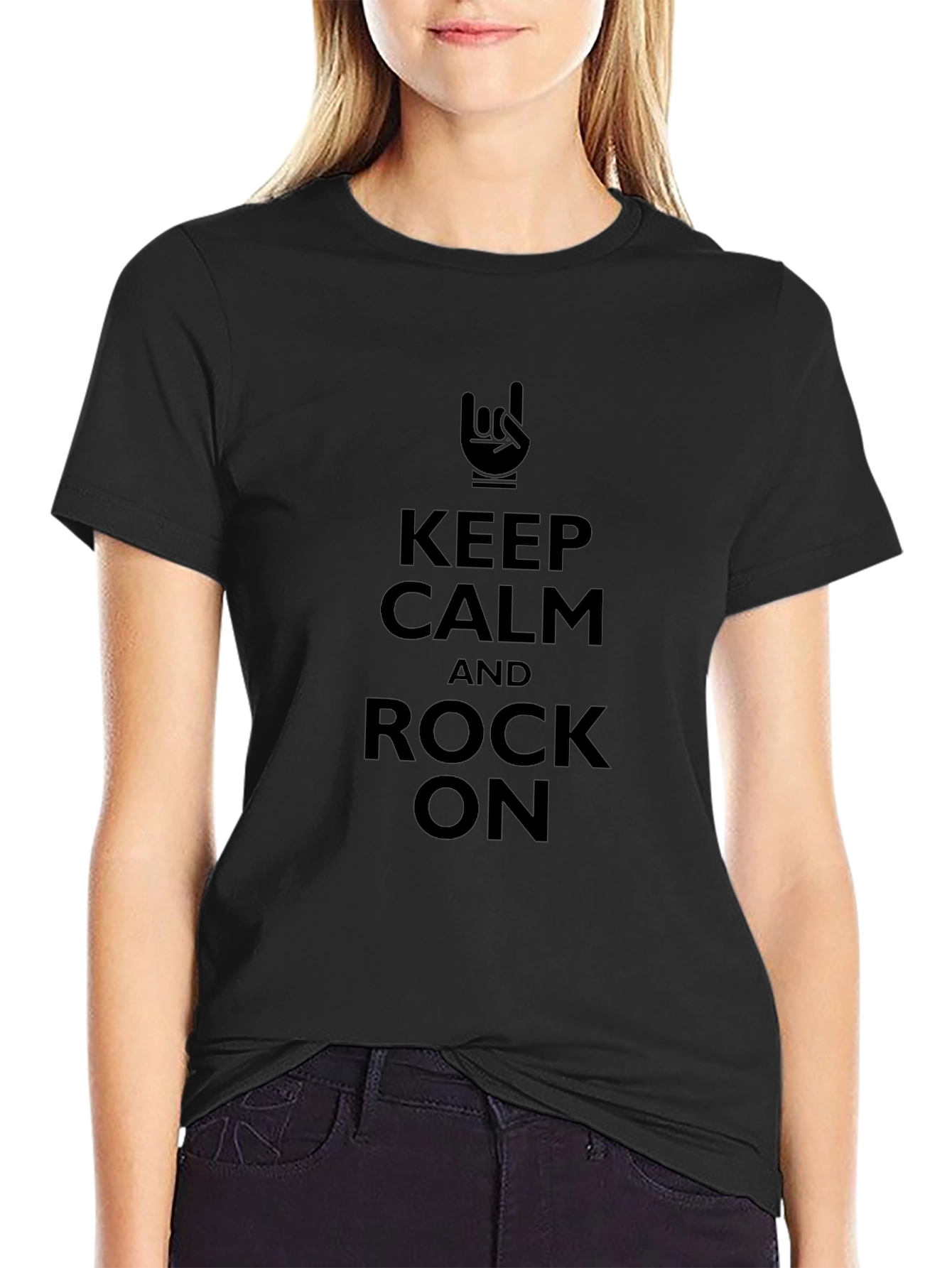 Keep Calm and Rock On Black T-Shirt