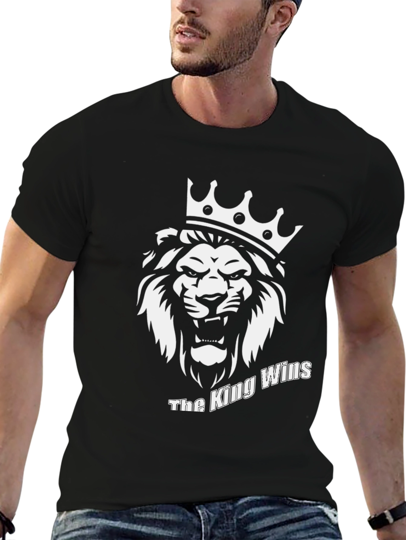 The King Wins Lion Graphic T-Shirt