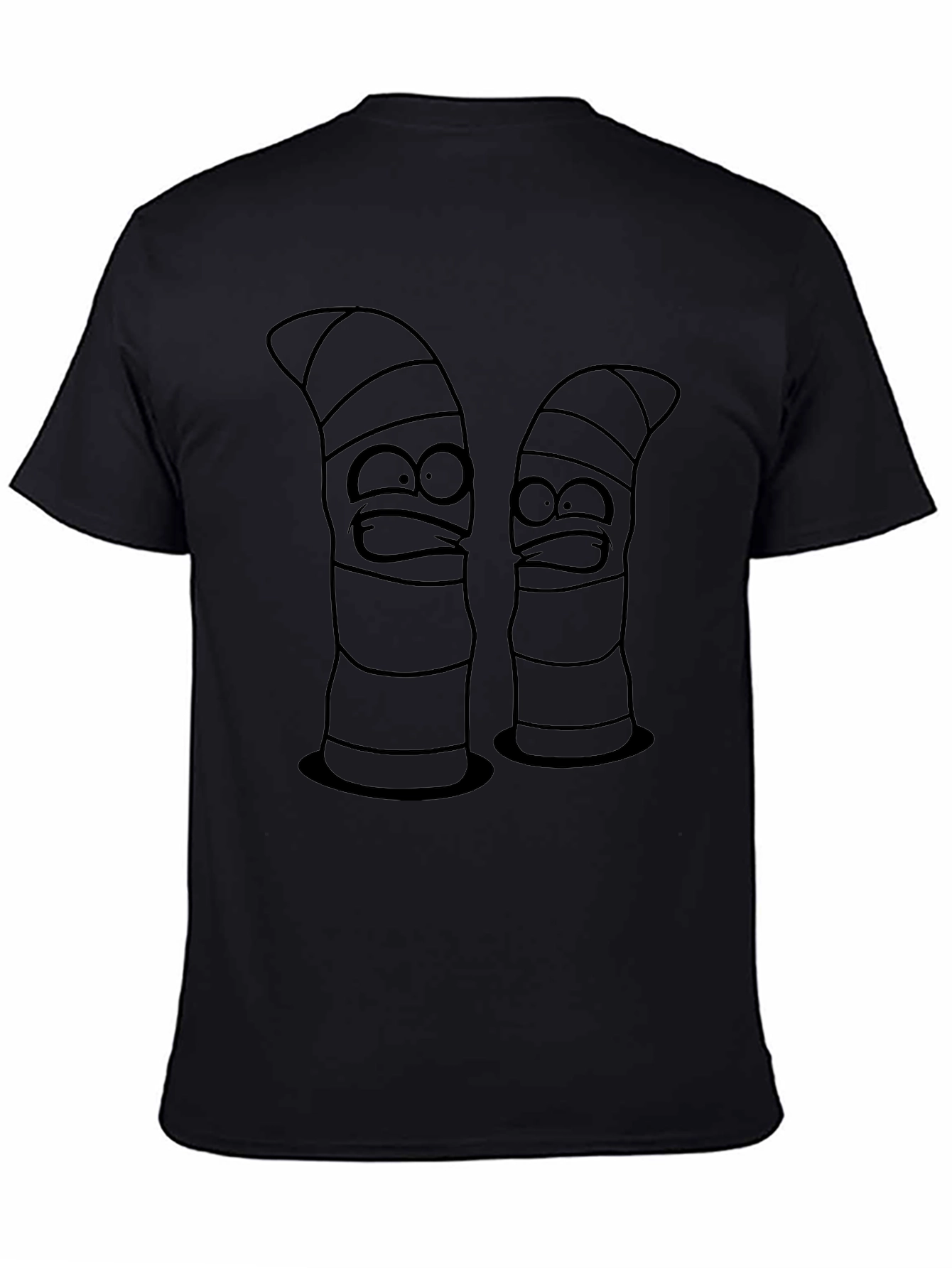 Cartoon Worm Black Graphic Tee