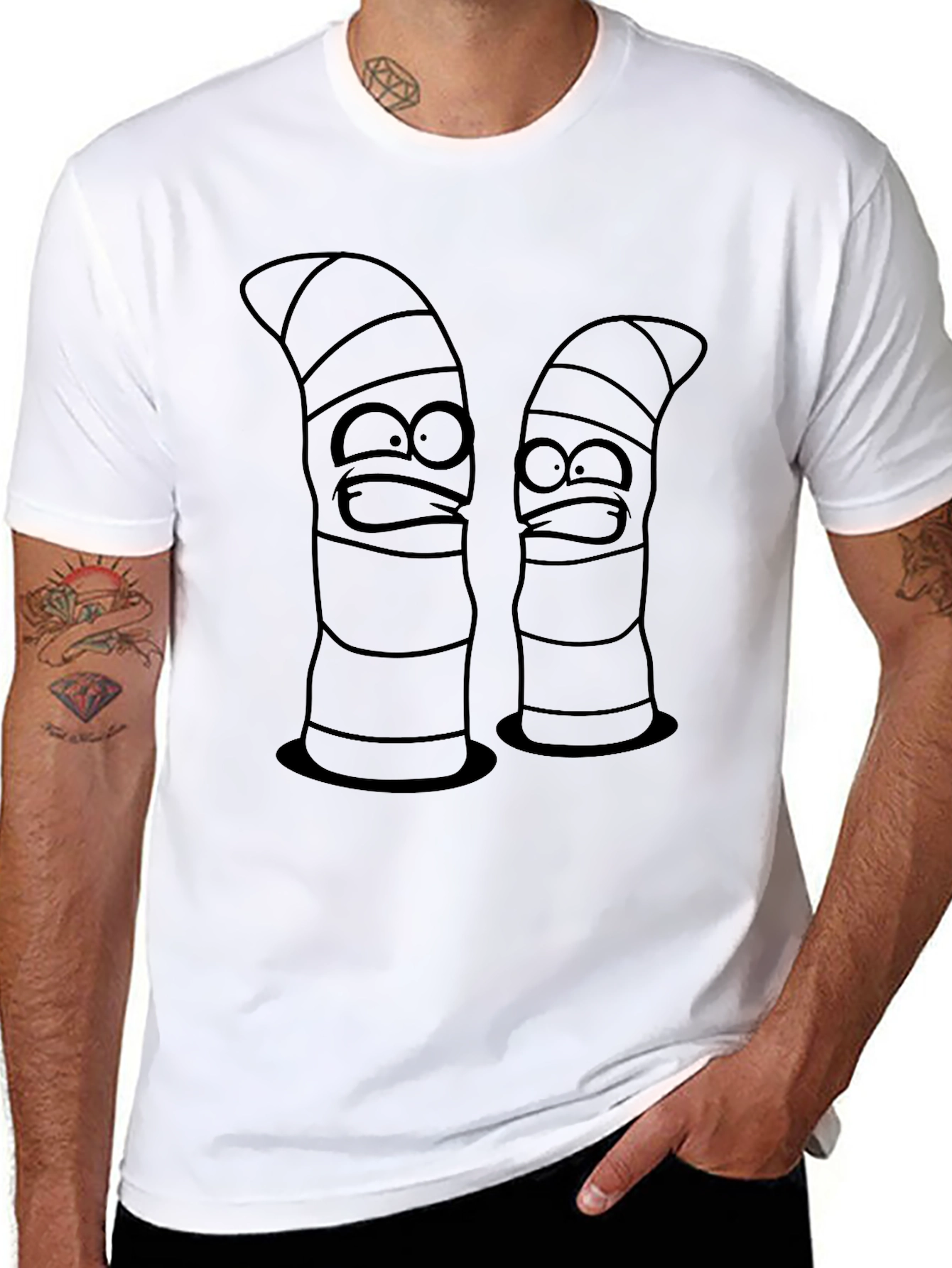 Cartoon Worm Black Graphic Tee