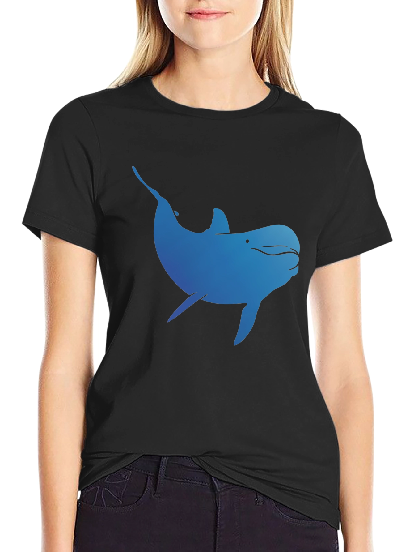 Blue Dolphin Graphic T-Shirt - Black Cotton Tee