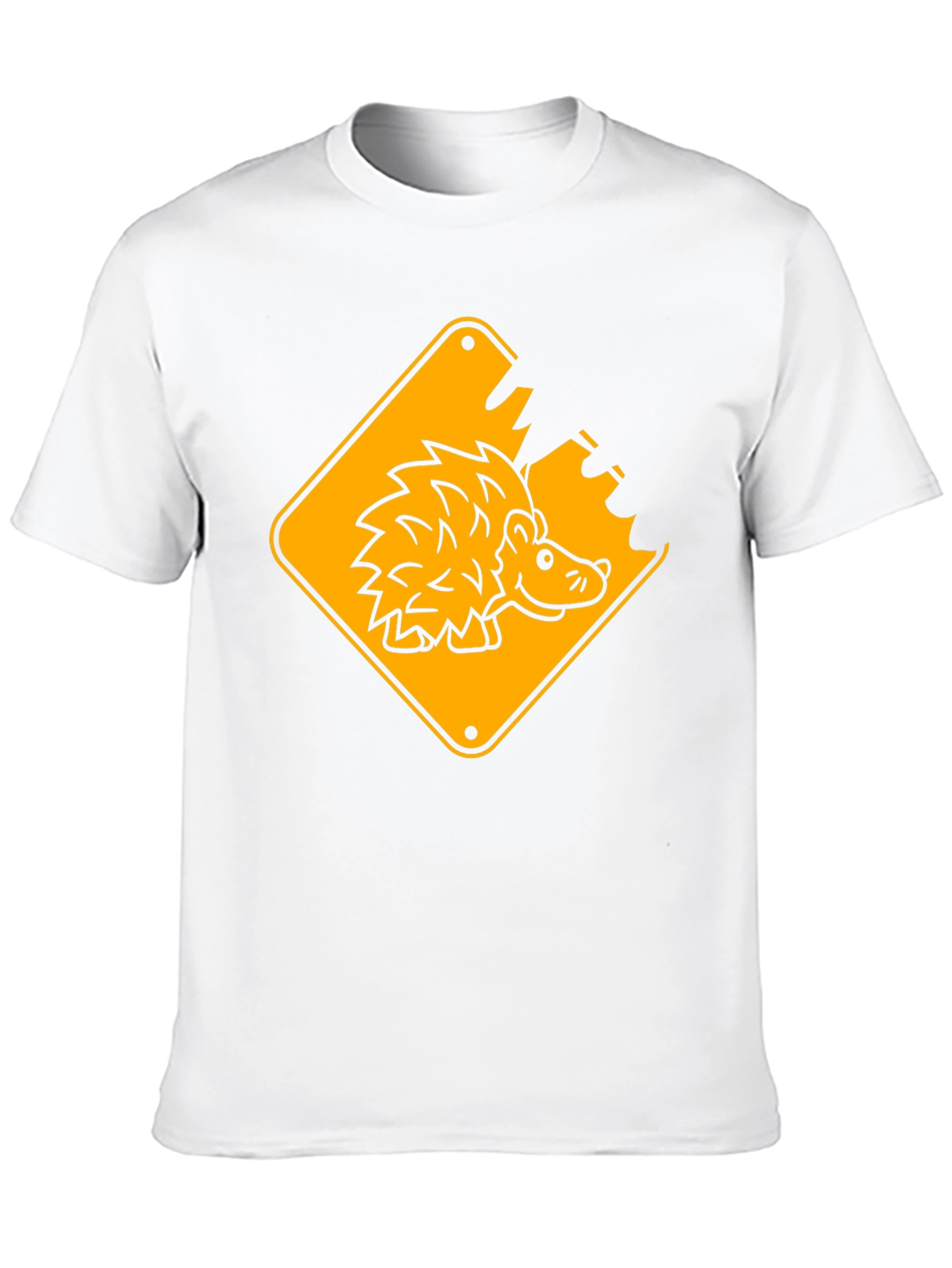 Hedgehog Road Sign Black T-Shirt