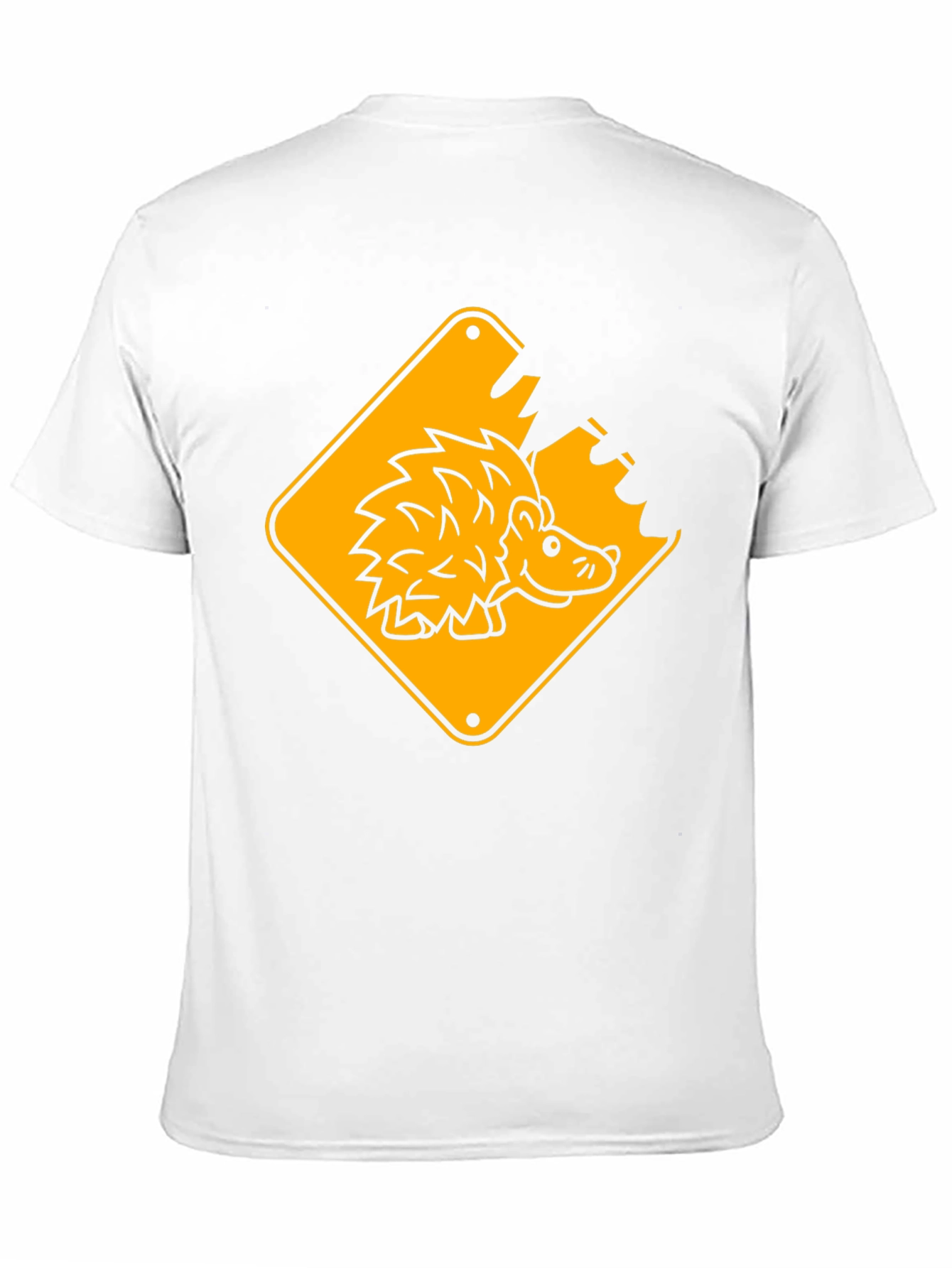 Hedgehog Road Sign Black T-Shirt