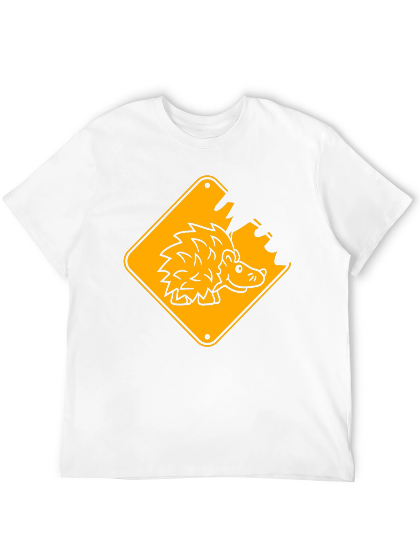 Hedgehog Road Sign Black T-Shirt