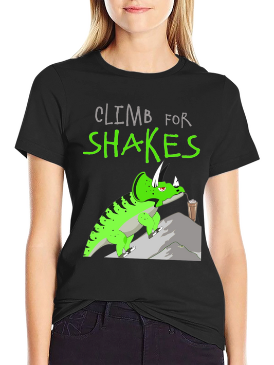 Climb For Shakes Graphic Tee - Triceratops Climbing Design