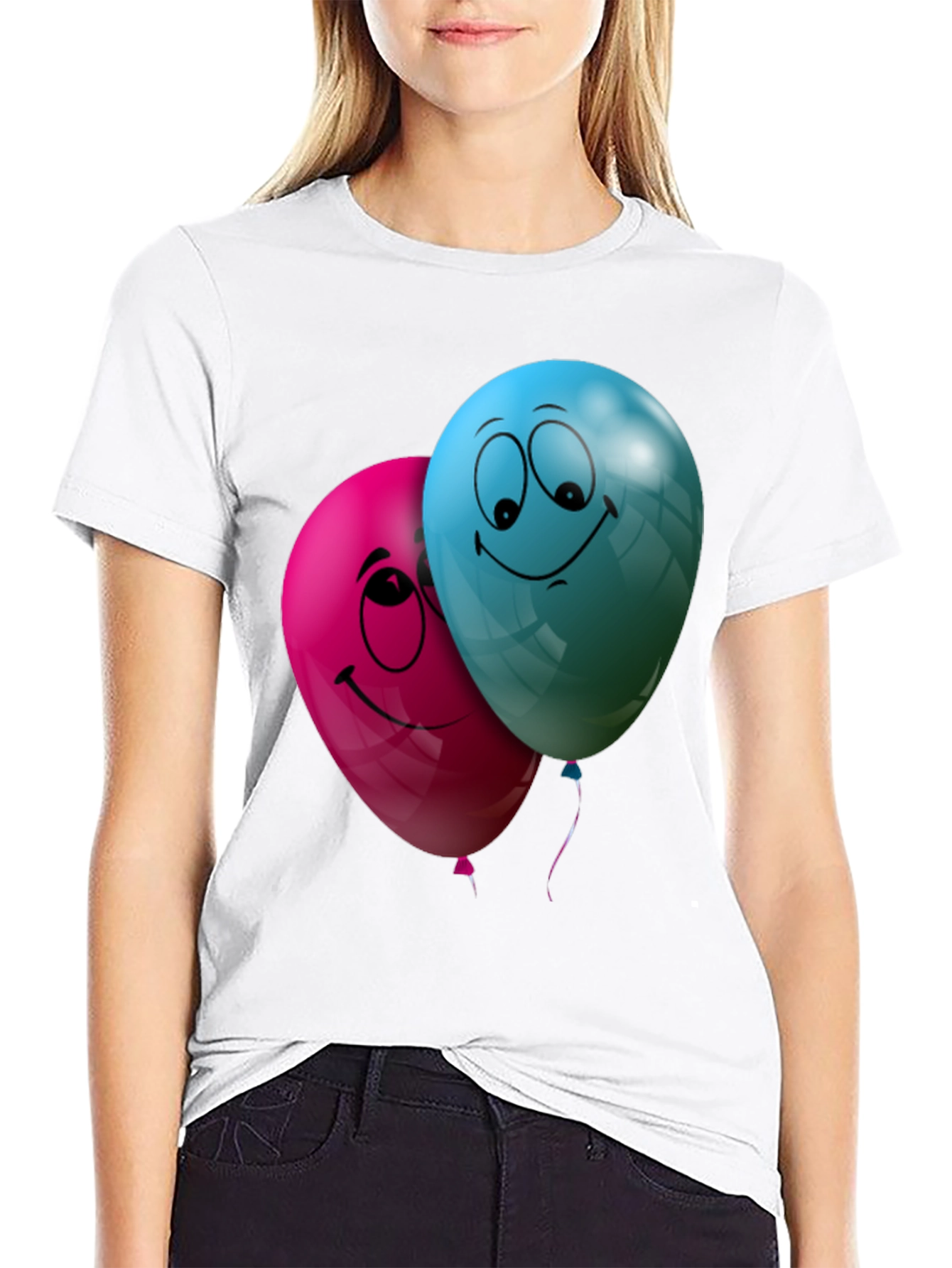 Fun Balloon Graphic T-Shirt - Black Casual Tee