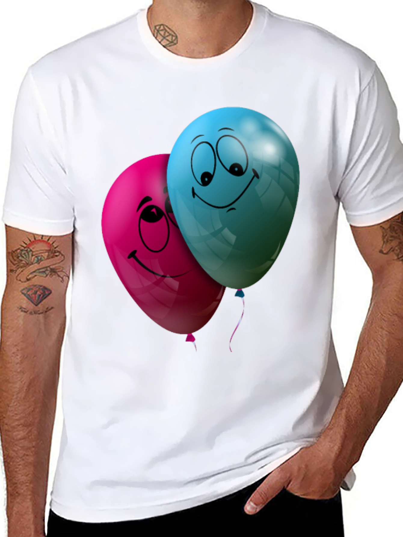 Fun Balloon Graphic T-Shirt - Black Casual Tee