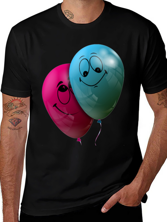 Fun Balloon Graphic T-Shirt - Black Casual Tee