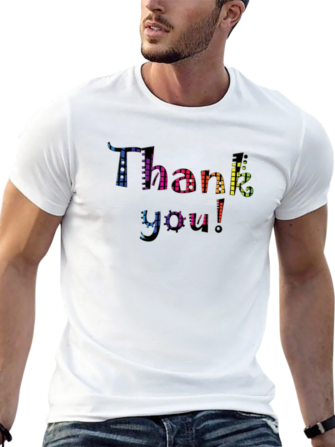 Thank You Rainbow Graphic Black T-Shirt
