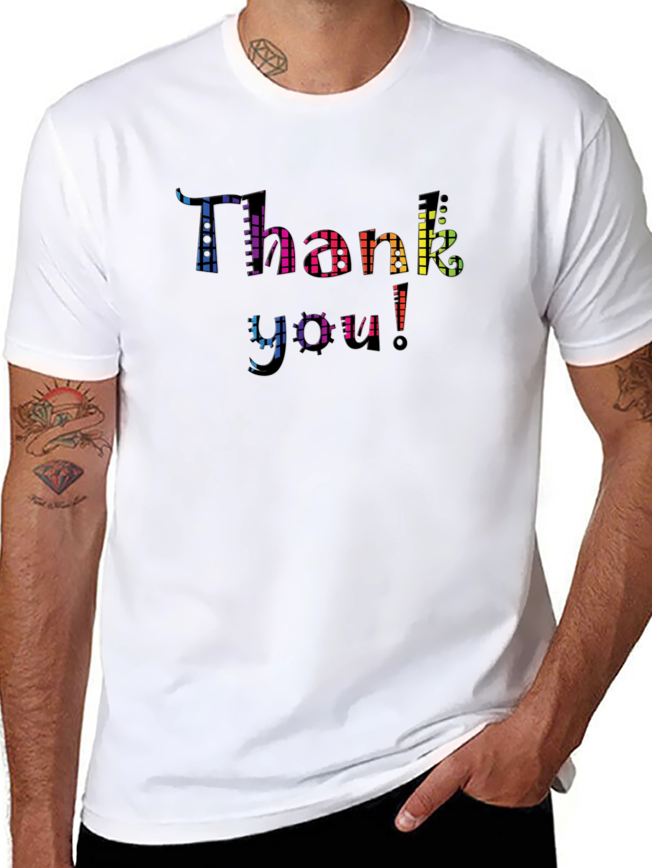 Thank You Rainbow Graphic Black T-Shirt