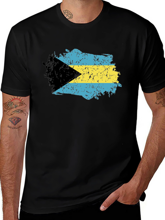 Bahamas Flag T-Shirt - Black Crew Neck Tee