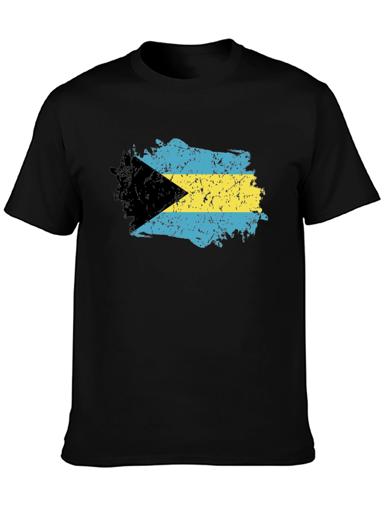 Bahamas Flag T-Shirt - Black Crew Neck Tee