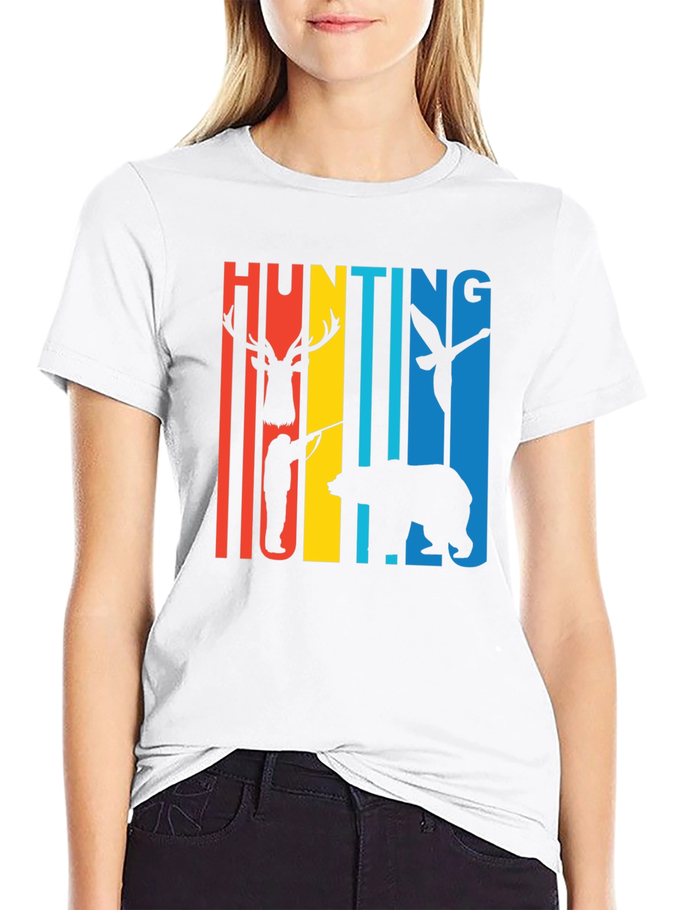 Hunting Graphic T-Shirt Deer Bear Duck Retro