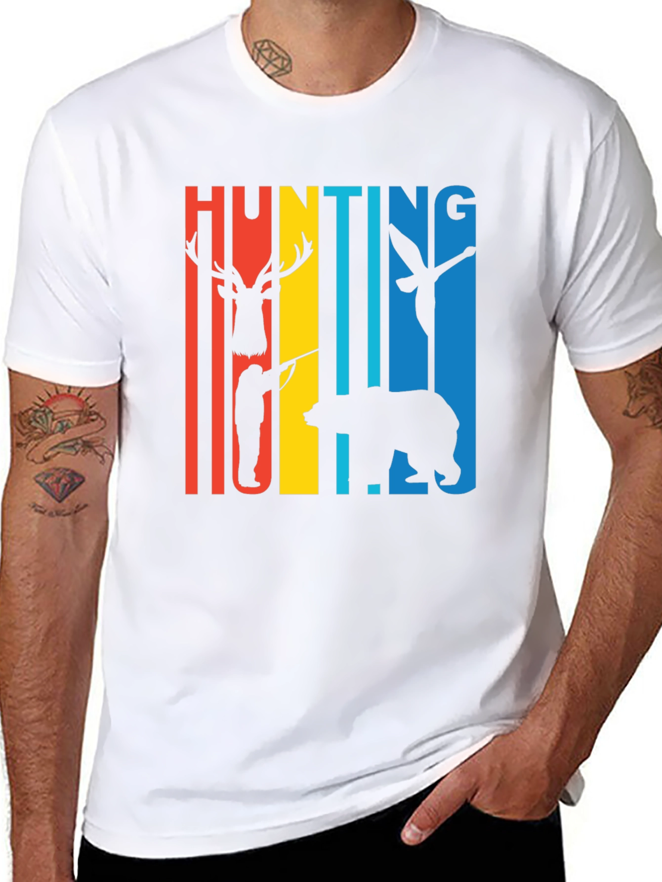 Hunting Graphic T-Shirt Deer Bear Duck Retro
