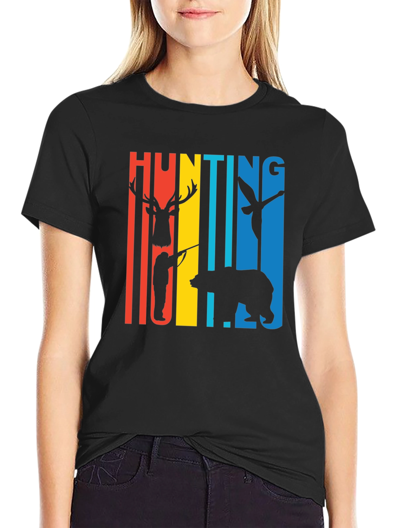 Hunting Graphic T-Shirt Deer Bear Duck Retro