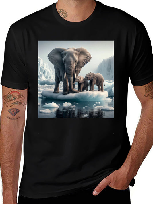 Elephant Family on Iceberg Graphic T-Shirt