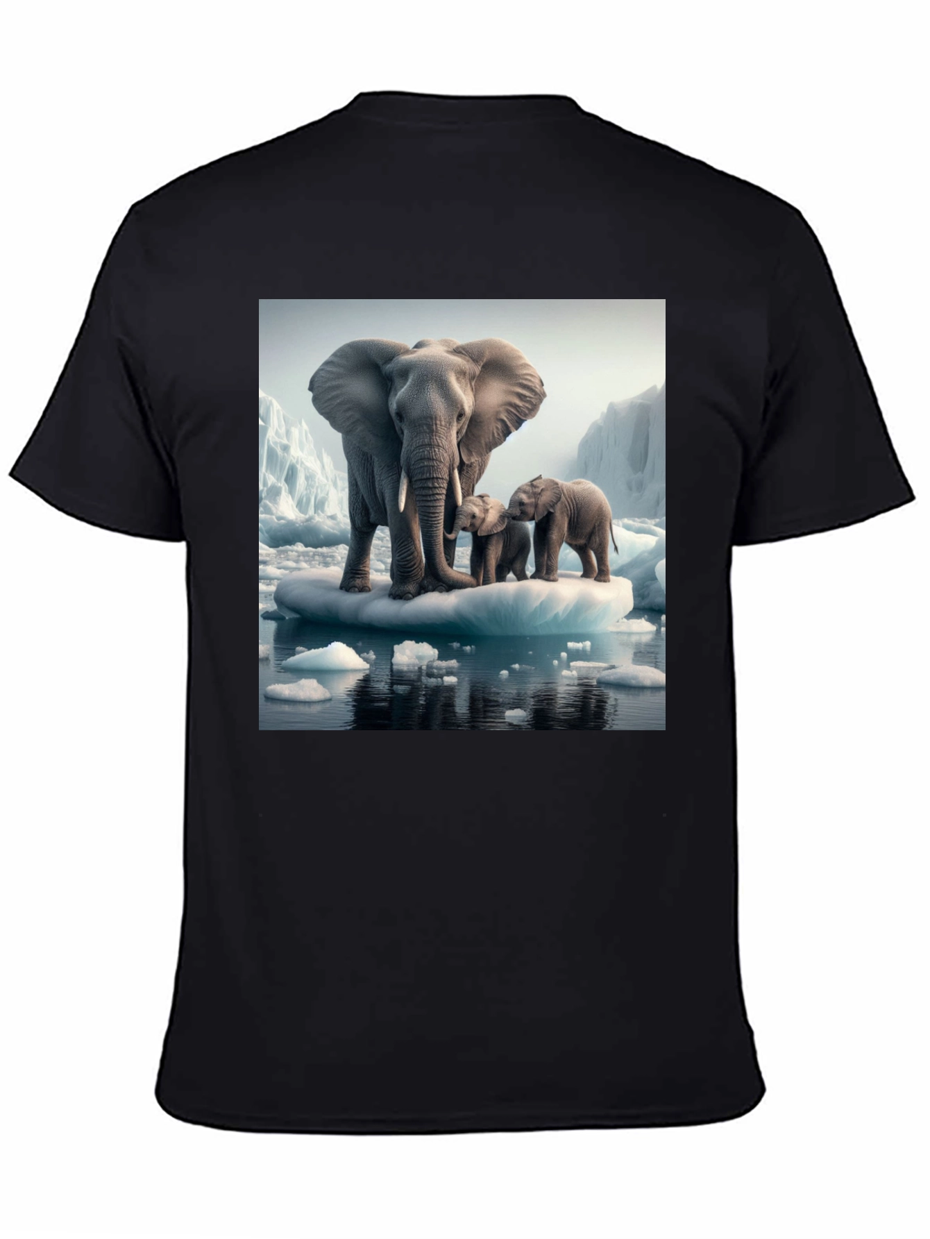 Elephant Family on Iceberg Graphic T-Shirt
