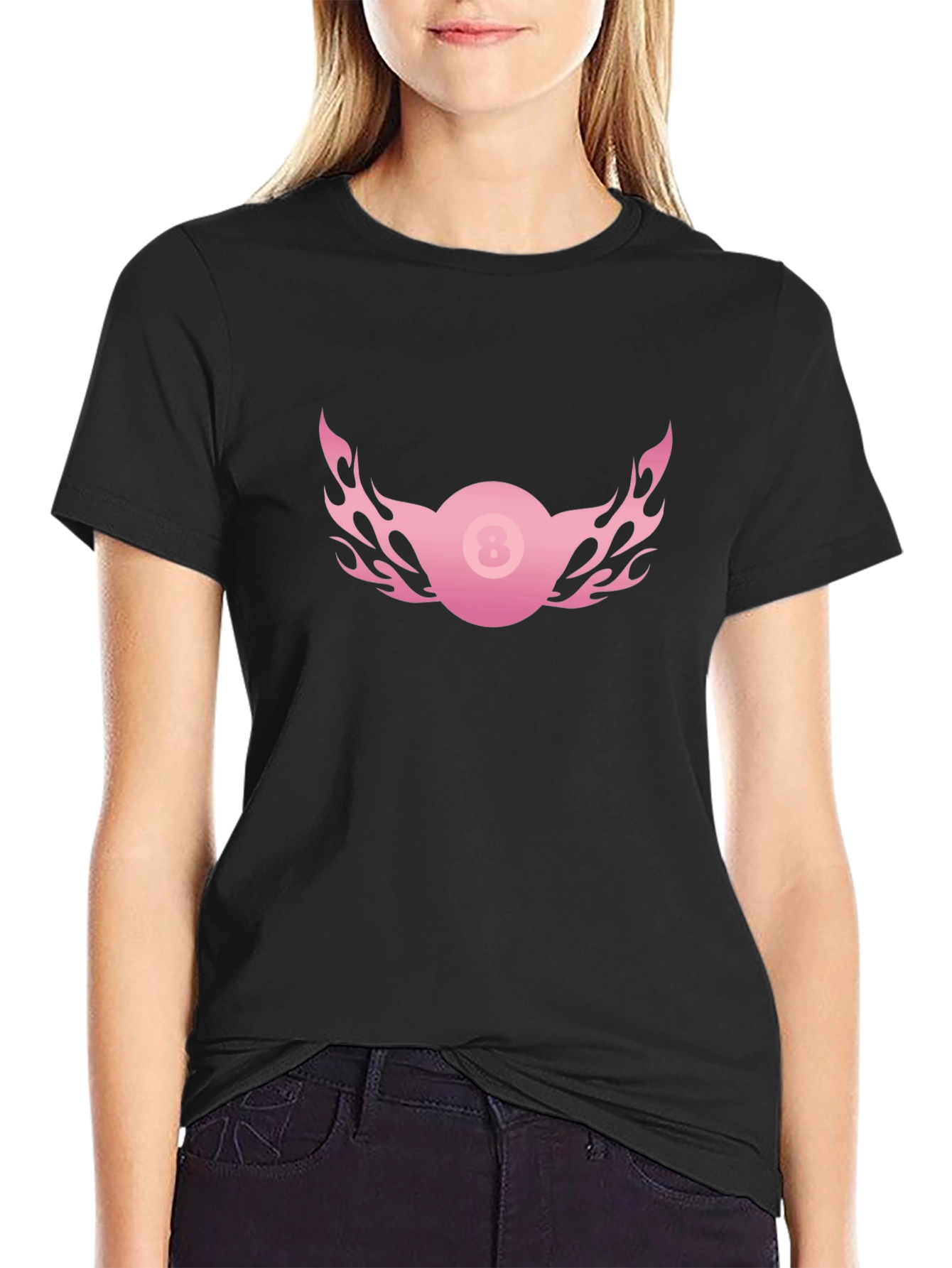 Flaming 8-Ball Graphic Tee - Classic Black