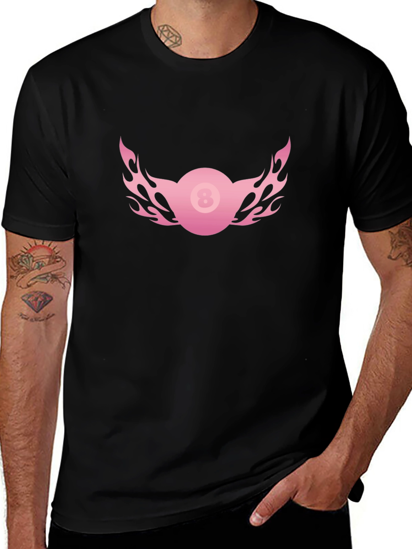 Flaming 8-Ball Graphic Tee - Classic Black