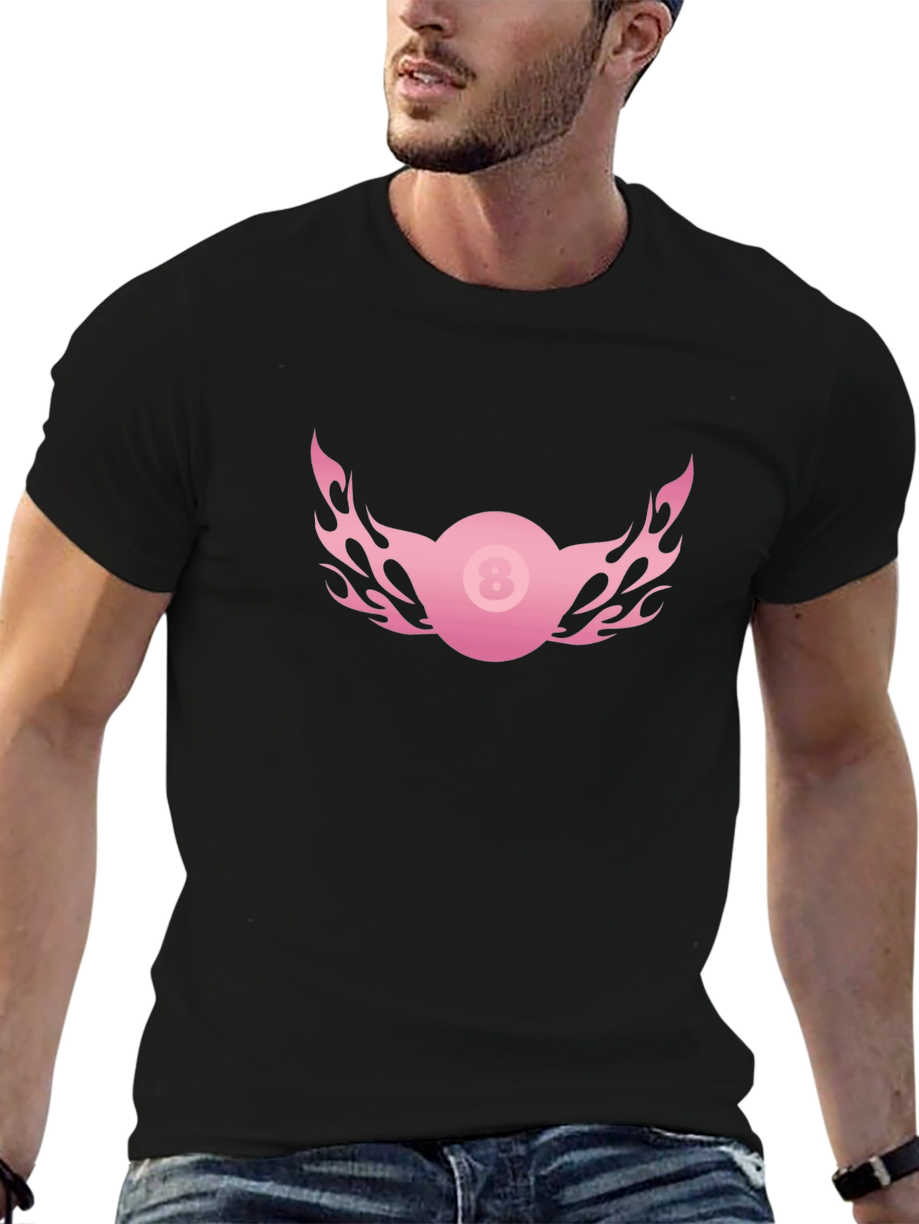 Flaming 8-Ball Graphic Tee - Classic Black