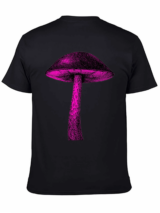 Mushroom Graphic Tee - Stylish Black Cotton Shirt