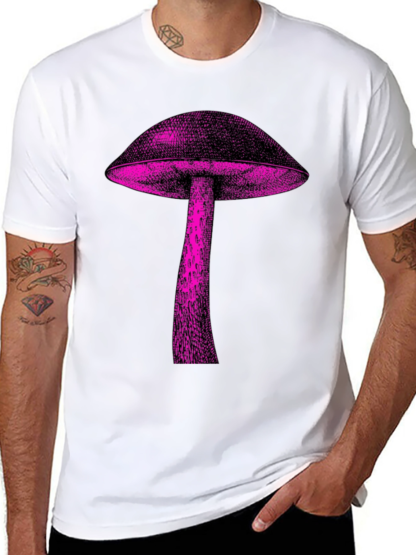 Mushroom Graphic Tee - Stylish Black Cotton Shirt