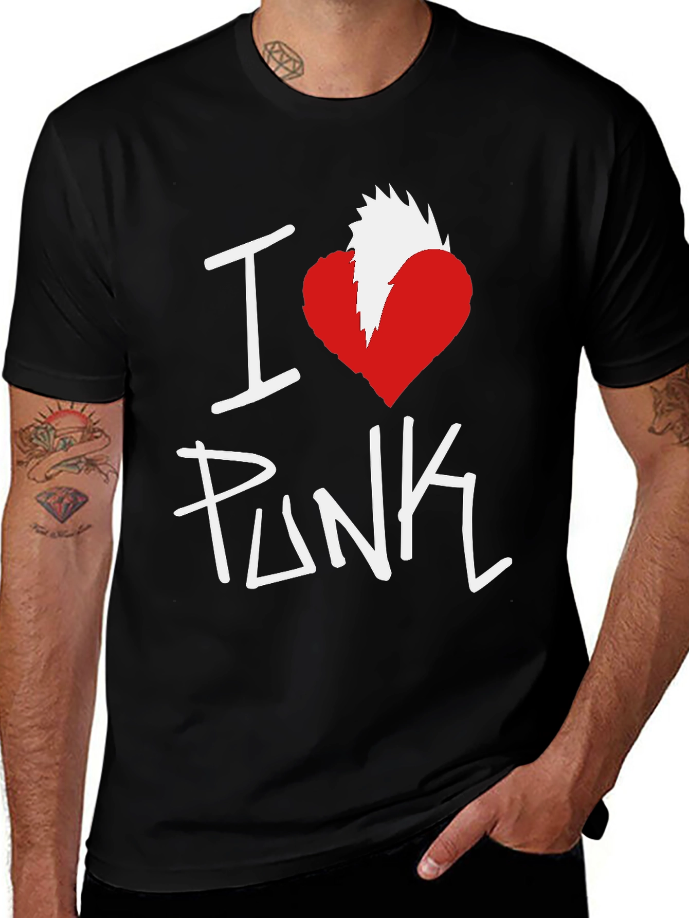 I Heart Punk Graphic Tee - Black Cotton
