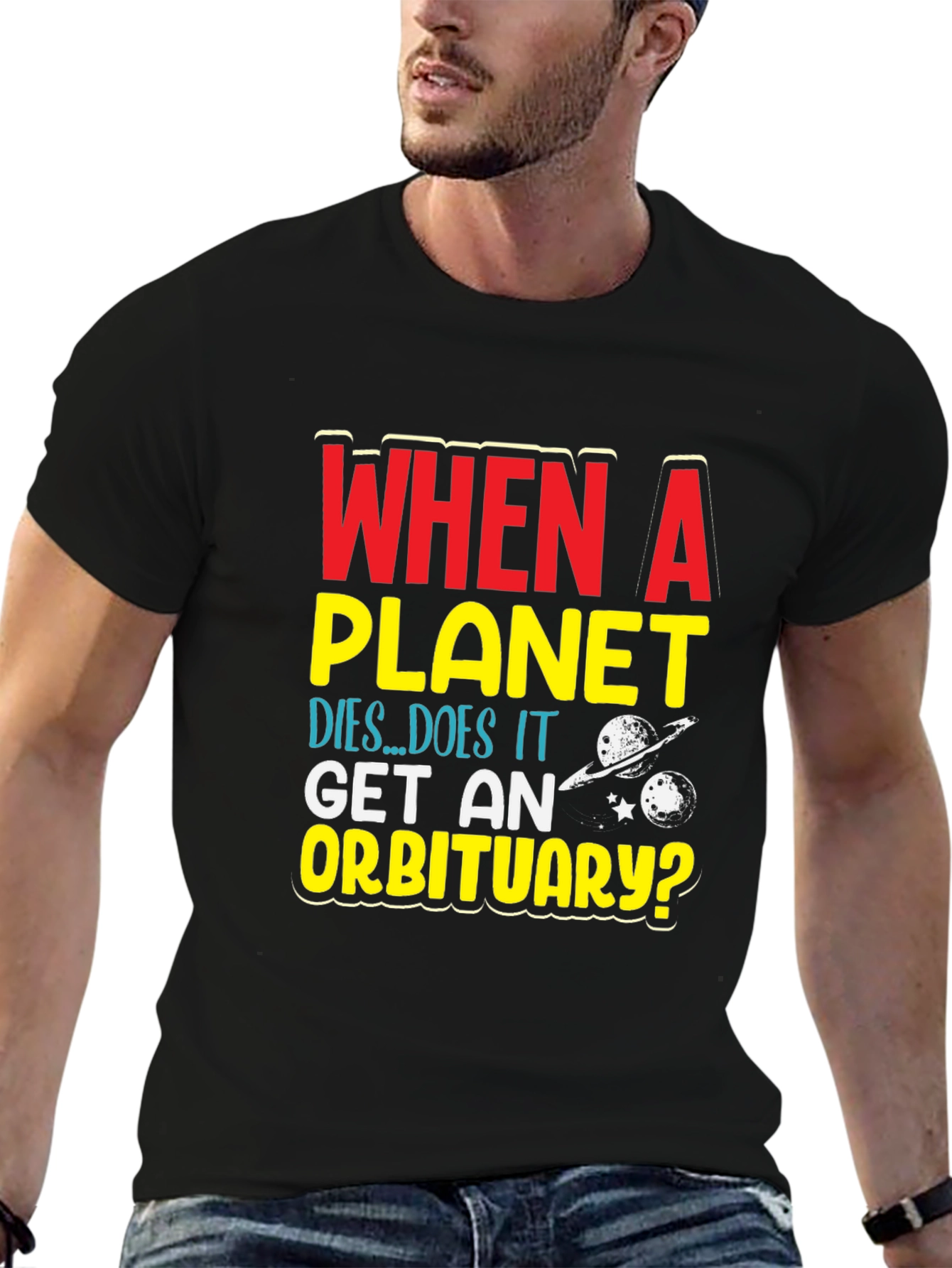 Planet Obituary Graphic Tee - Space Humor T-Shirt