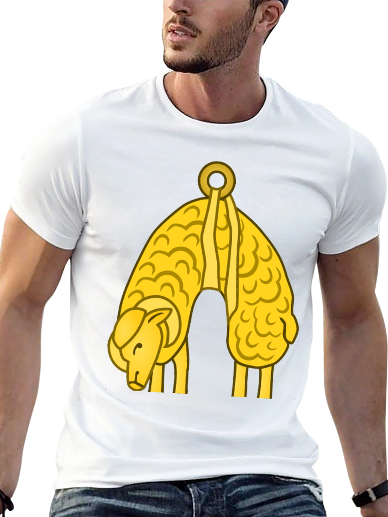 Golden Hanging Sheep Graphic T-Shirt