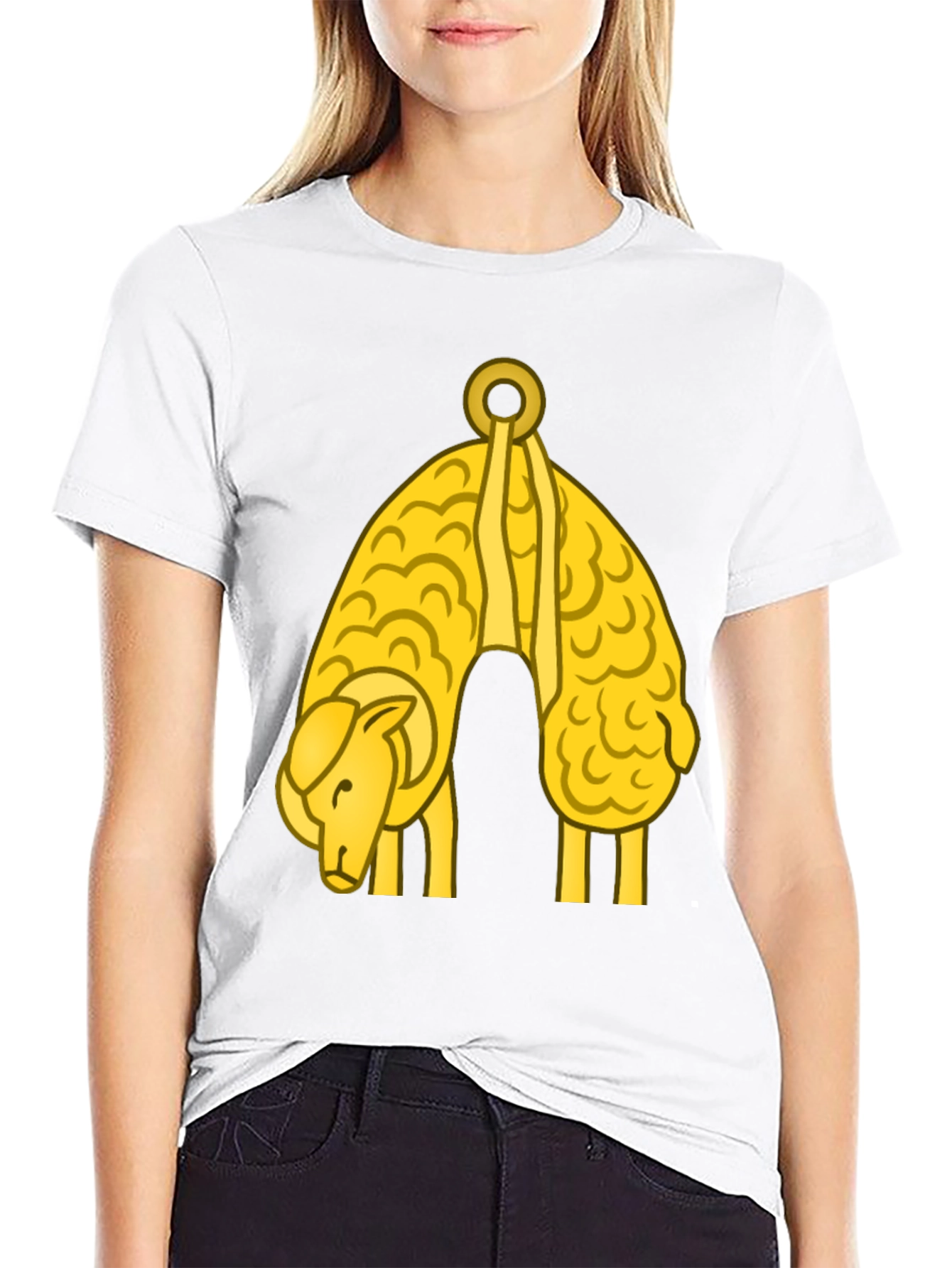 Golden Hanging Sheep Graphic T-Shirt