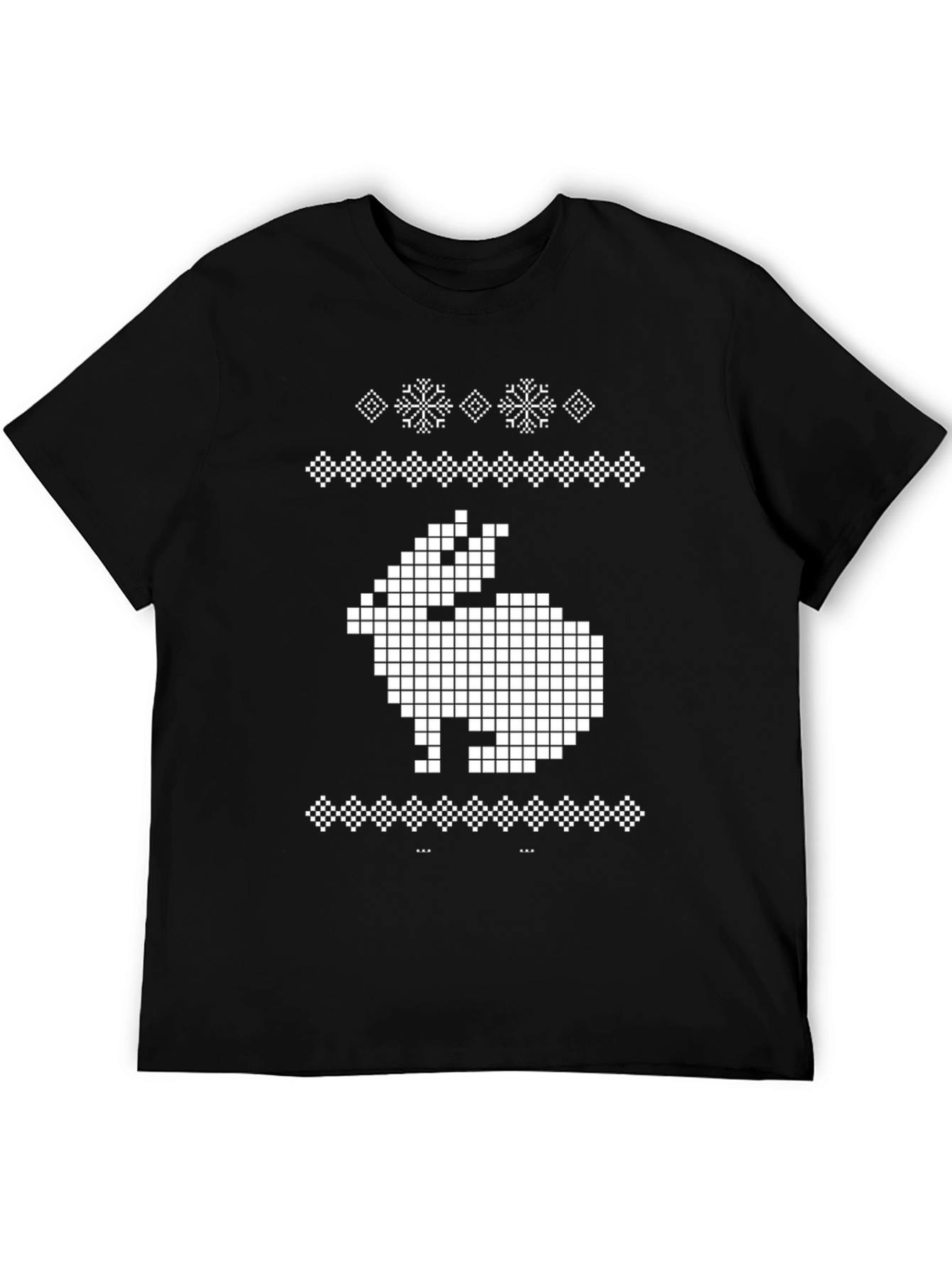 Pixel Rabbit Graphic Tee - Black Crew Neck
