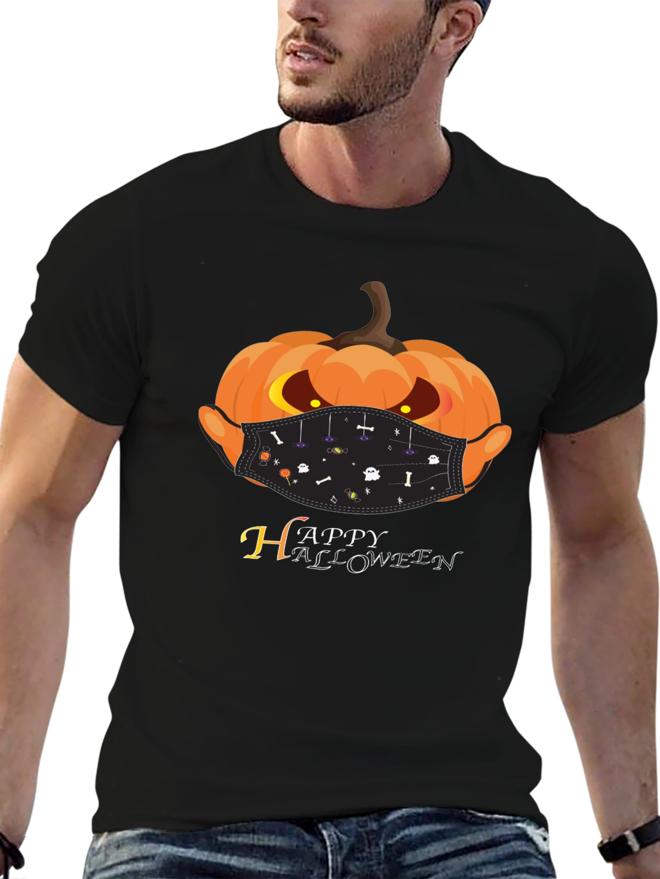 Halloween Pumpkin Face Mask T-Shirt