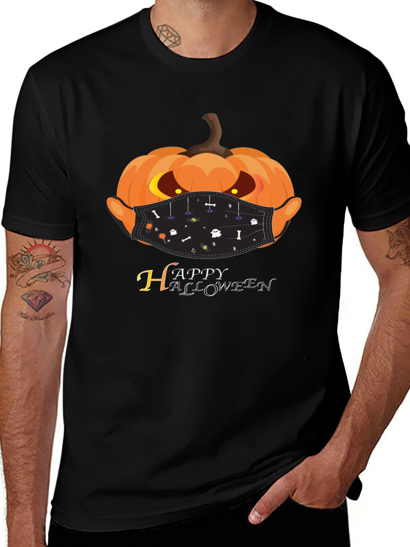 Halloween Pumpkin Face Mask T-Shirt