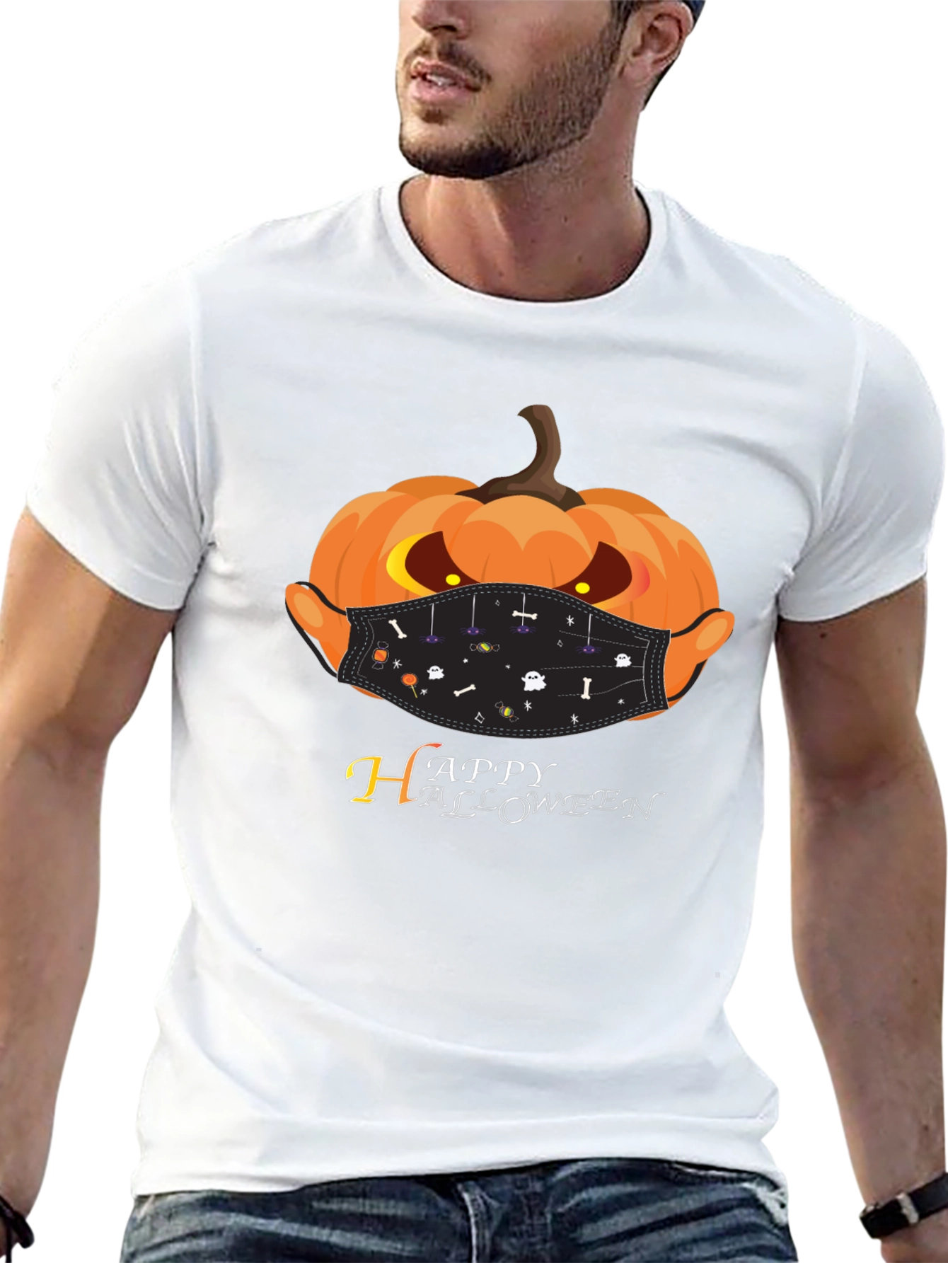 Halloween Pumpkin Face Mask T-Shirt