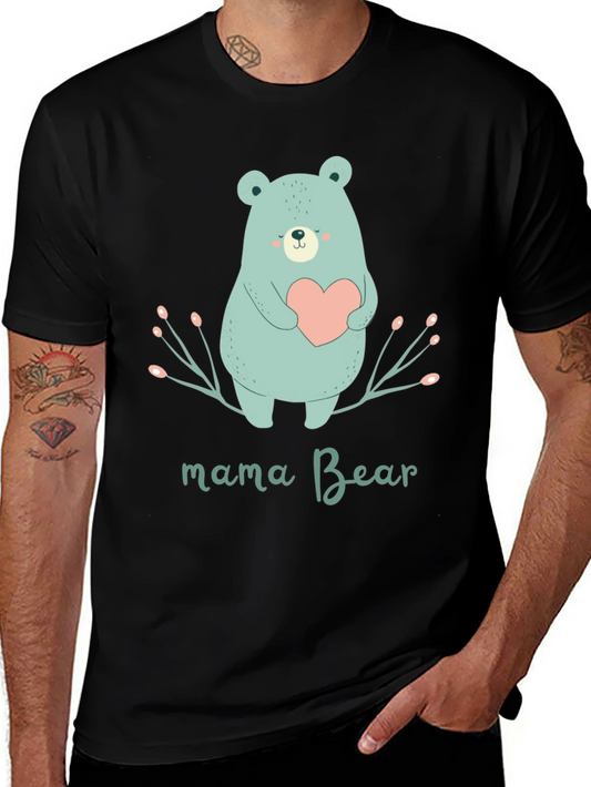 Mama Bear T-Shirt - Cute Cartoon Bear Holding Heart