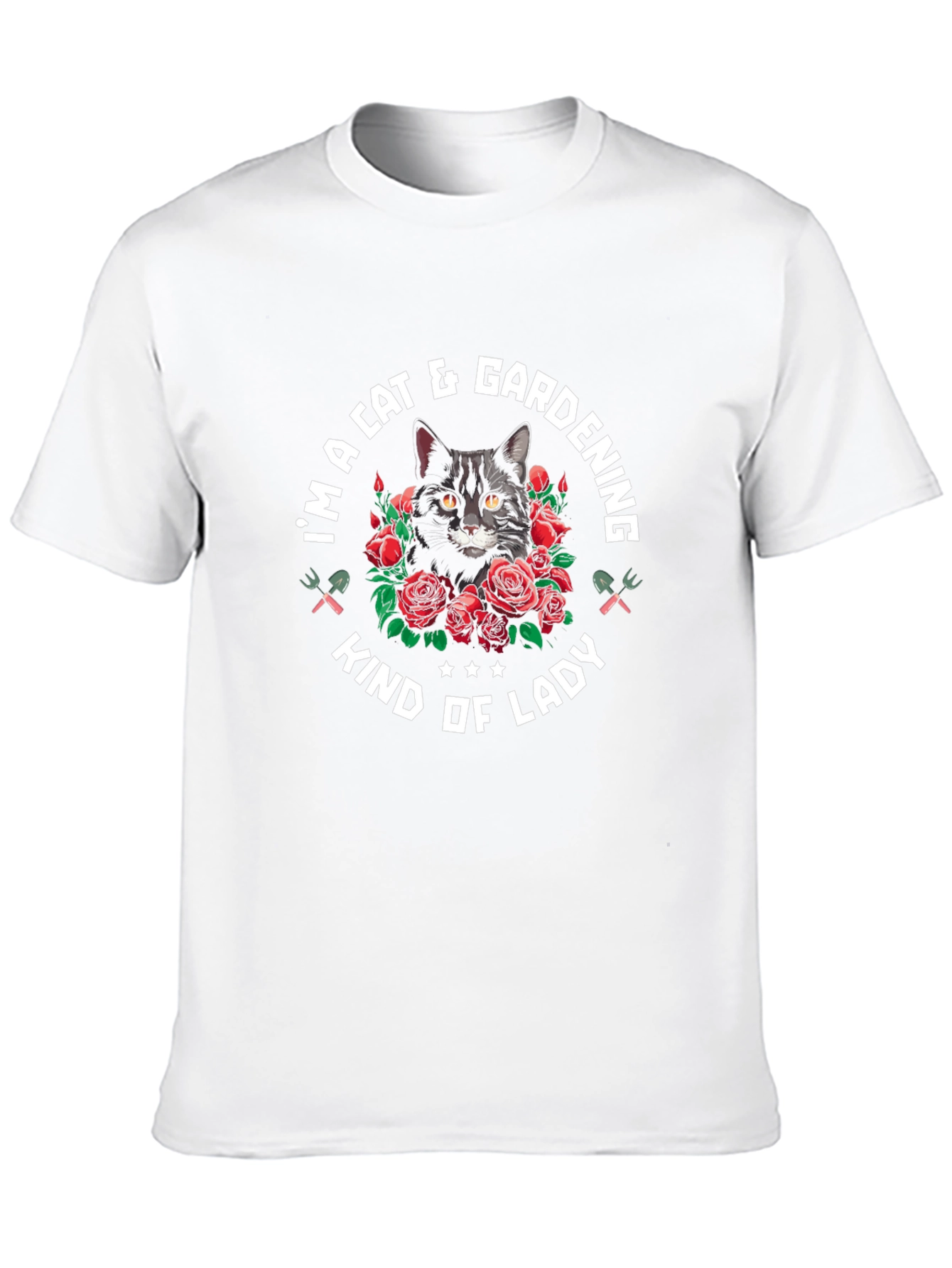 Cat & Gardening Lady T-Shirt - Black
