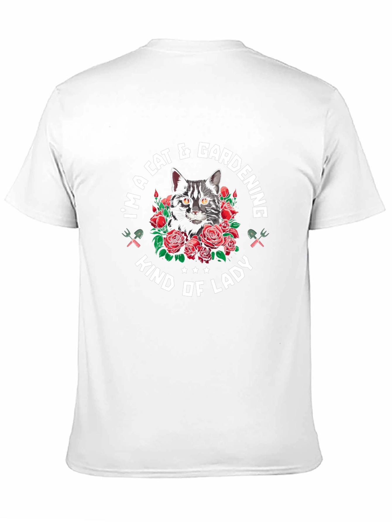 Cat & Gardening Lady T-Shirt - Black